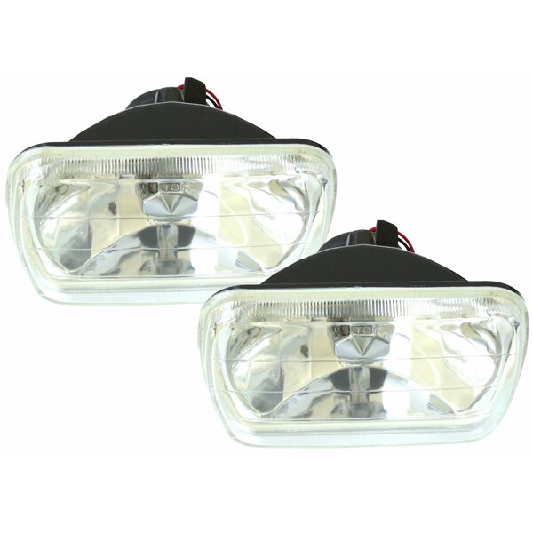 Racesport Lt HEADLIGHT CONVERSION KIT Replaces H6054 Headlamps; 7 Inch x 6 Inch Rectangle Diamond Cut Style Lens RS-7012